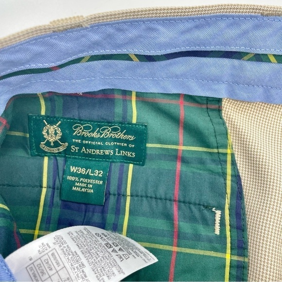 Brooks Brothers St Andrew Links Pants Beige Tan Houndstooth Plaid Golf Slacks - Picture 7 of 13